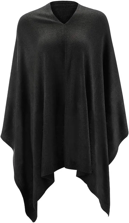 Fomolom Women Ponchos Sweater Versatile Lightweight Solid Knitted Shawl Wrap Scarf Cape Accessories for Womens