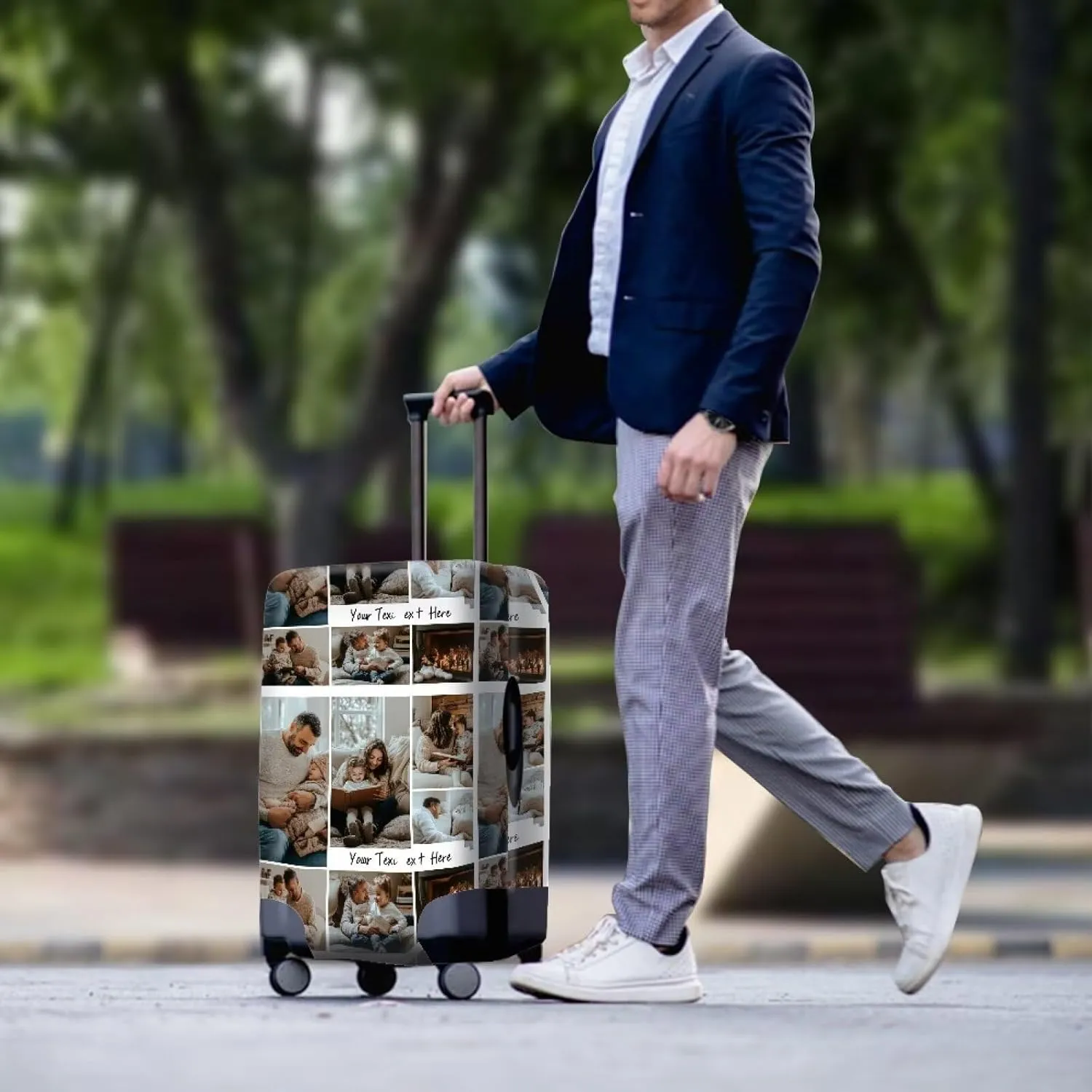 FOR U DESIGNS Personalized Luggage Cover for 29-30 Inch Suitcases Stretch Fit for Vacation Travel Quickly Identify Scratch-Resistant Custom Luggage Sleeve Protective