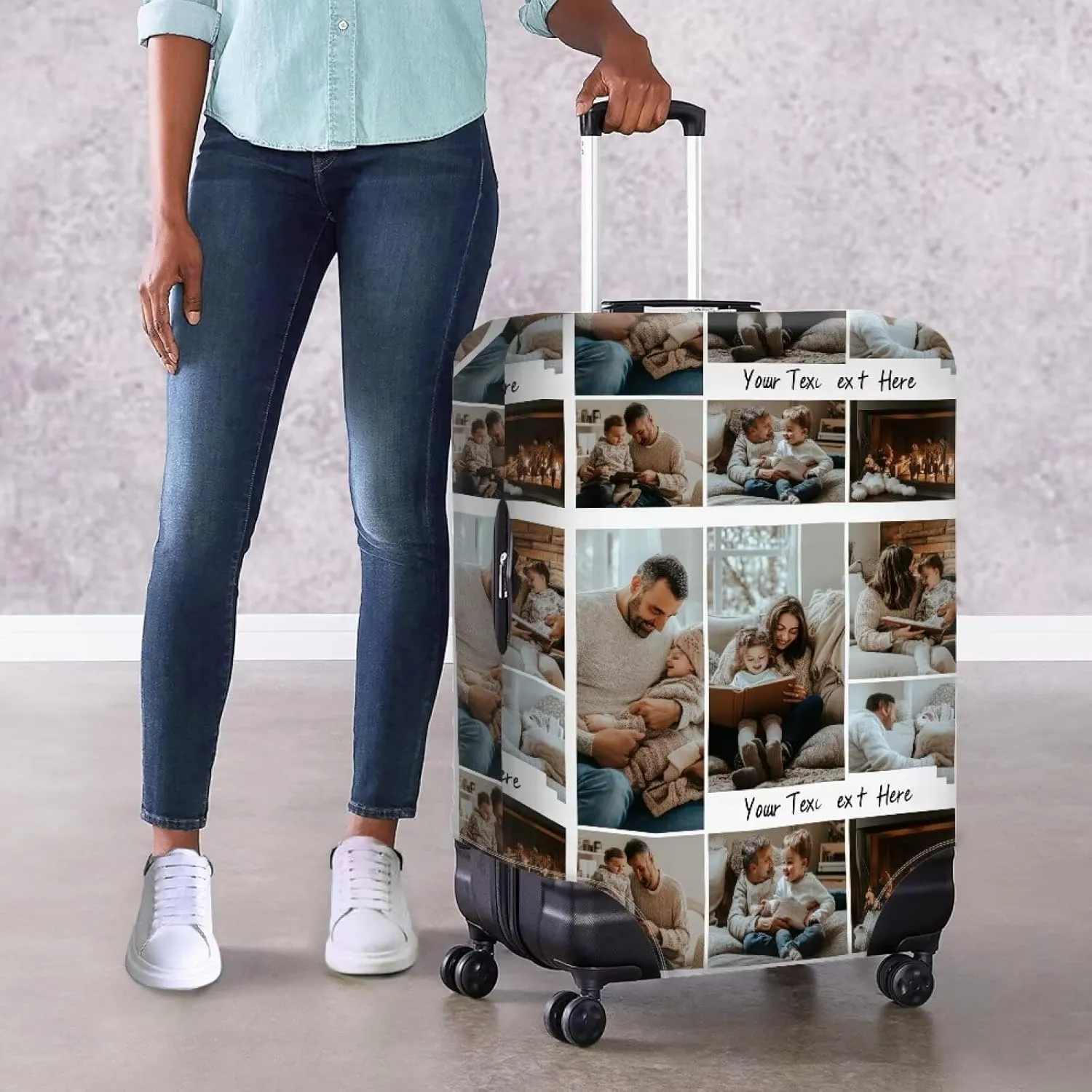 FOR U DESIGNS Personalized Luggage Cover for 29-30 Inch Suitcases Stretch Fit for Vacation Travel Quickly Identify Scratch-Resistant Custom Luggage Sleeve Protective