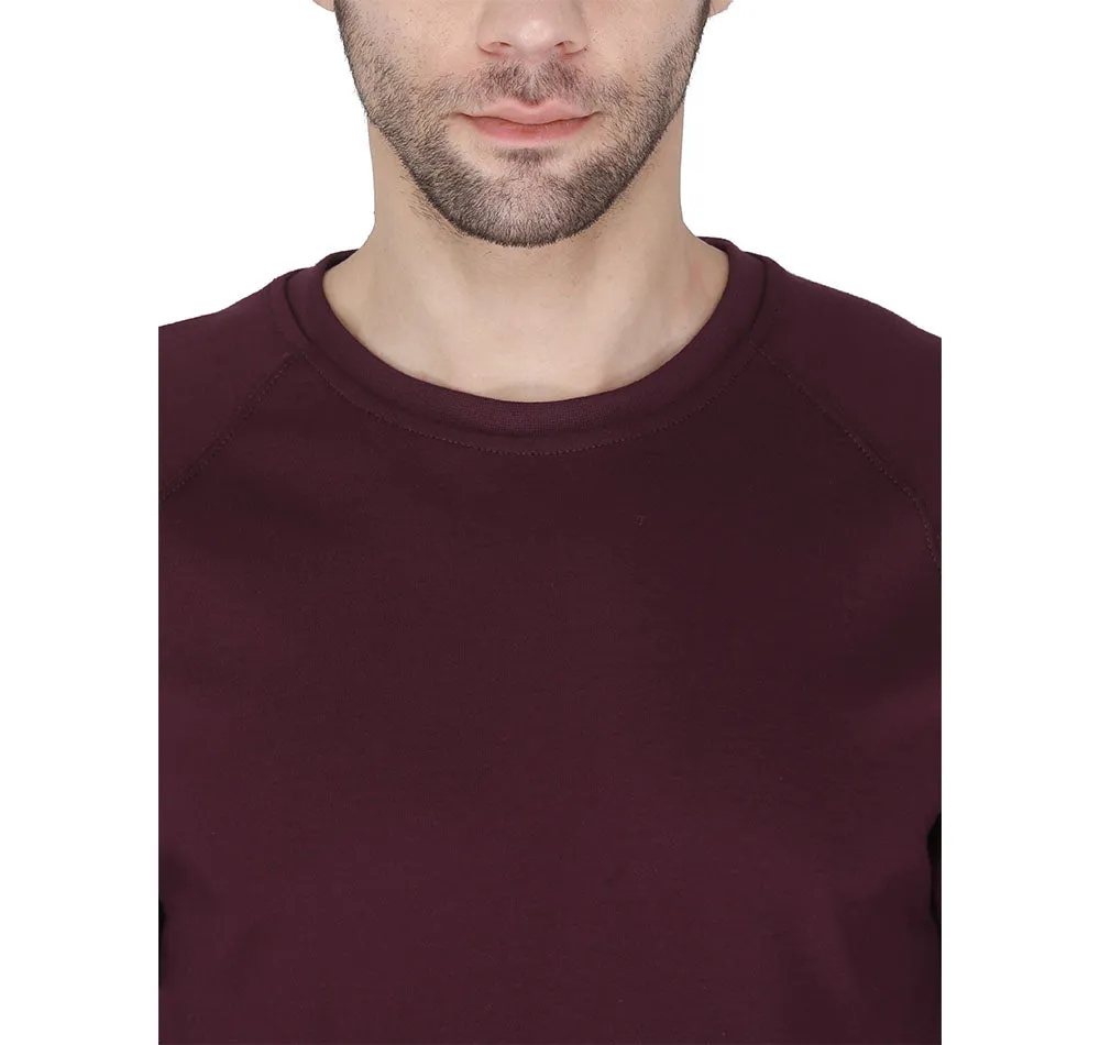 Forge Fr Men's Burgundy Crew Neck Long Sleeve T-shirt