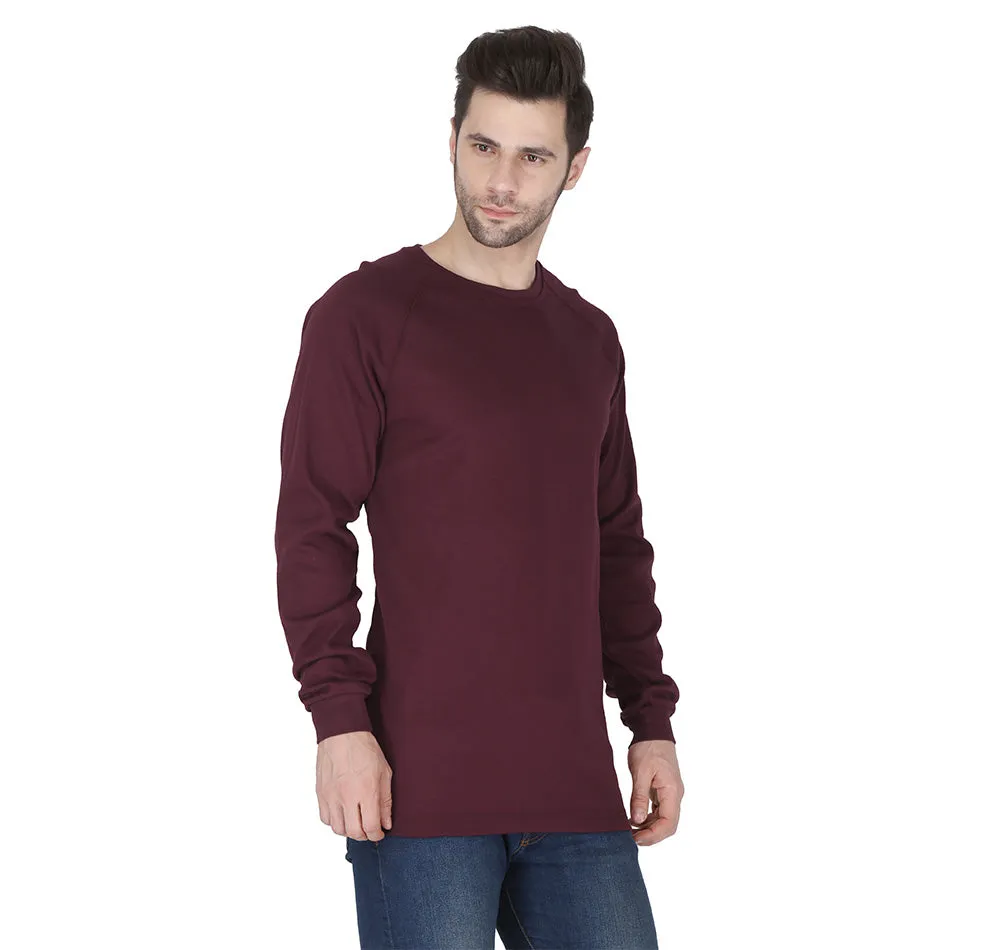 Forge Fr Men's Burgundy Crew Neck Long Sleeve T-shirt