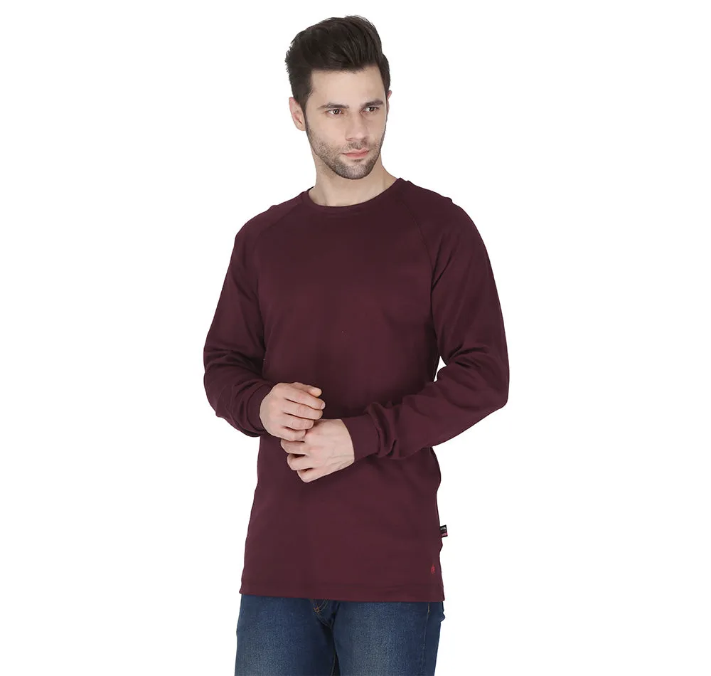 Forge Fr Men's Burgundy Crew Neck Long Sleeve T-shirt