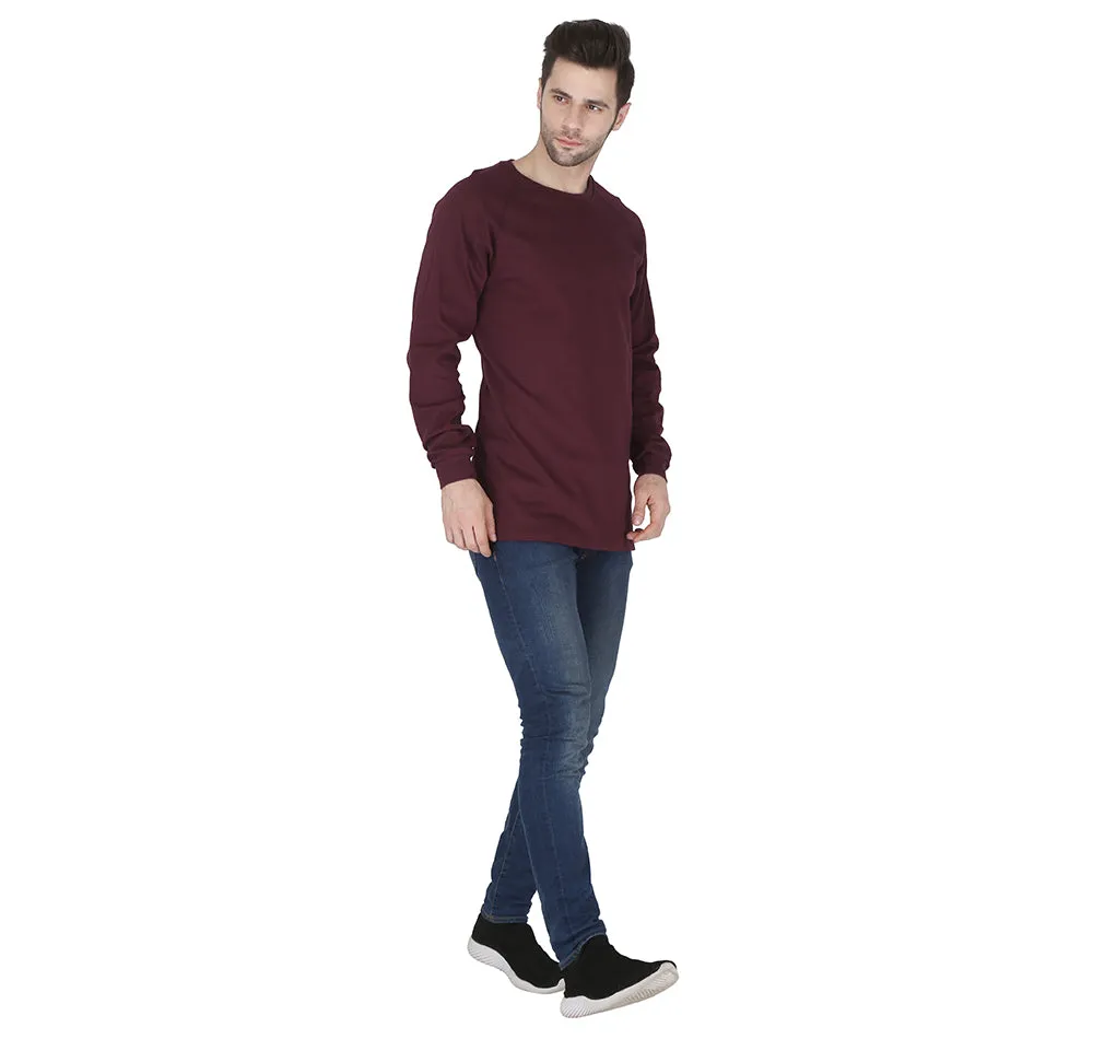 Forge Fr Men's Burgundy Crew Neck Long Sleeve T-shirt