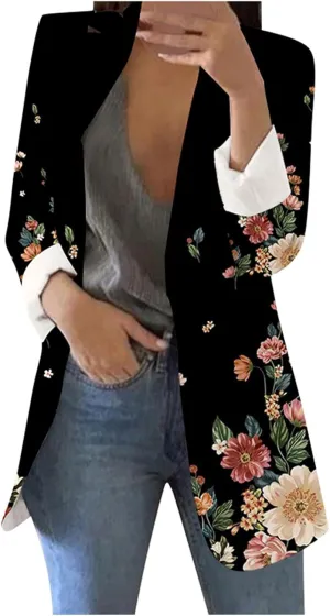FQZWONG Blazers For Women Business Casual Long Sleeve Suit Jackets Professional Clothes Work Outfits Open Front Outerwear