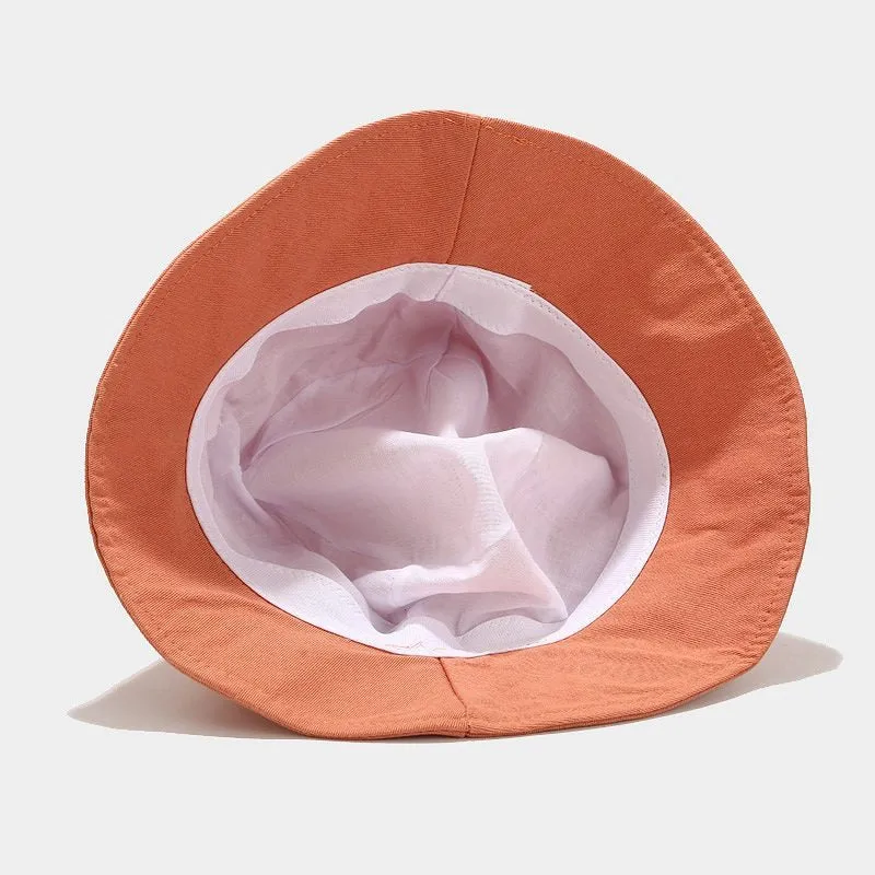 Fun Summer Flower Embroidery Outdoor Travel Bucket Hats