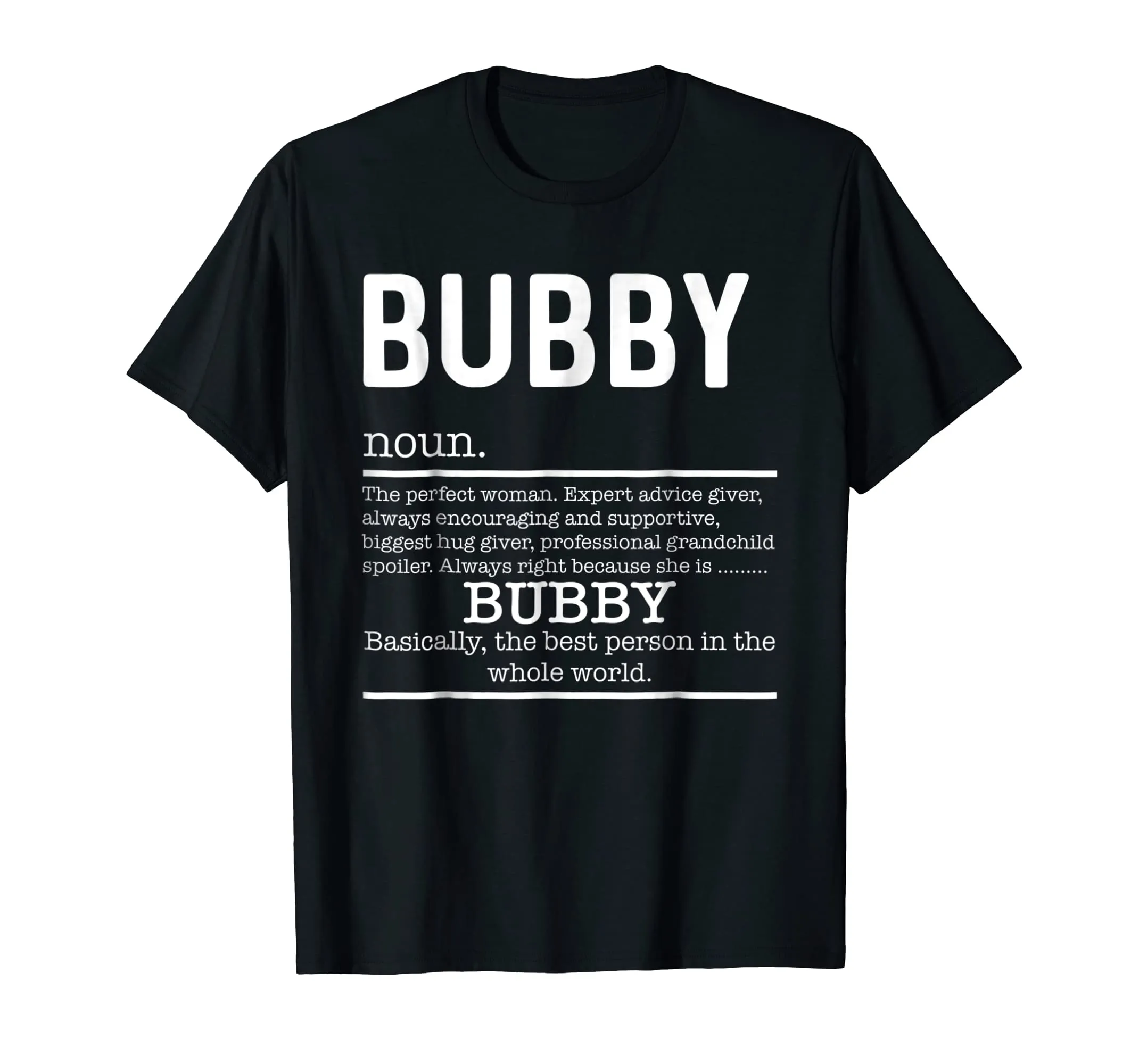 Funny Bubby Definition Grandma Mother Day Gifts T-Shirt
