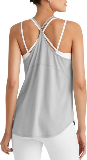 G4Free Womens Muscle Workout Tank Top Lightweight Athletic Gym Tops Fast Dry Racerback Running Tanks