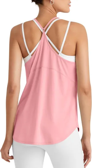 G4Free Womens Muscle Workout Tank Top Lightweight Athletic Gym Tops Fast Dry Racerback Running Tanks