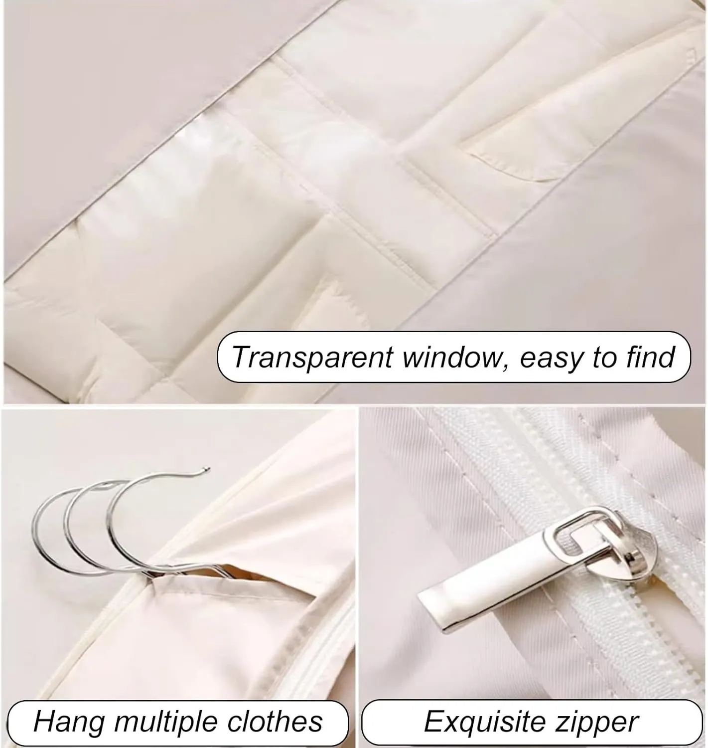 Garment Bags for Hanging Down Jacket, Peach Skin Velvet, Clothes Cover with Clear PVC WindowSealed CompletelyReuse(Pink,58x15x110cm/23x6x43in)