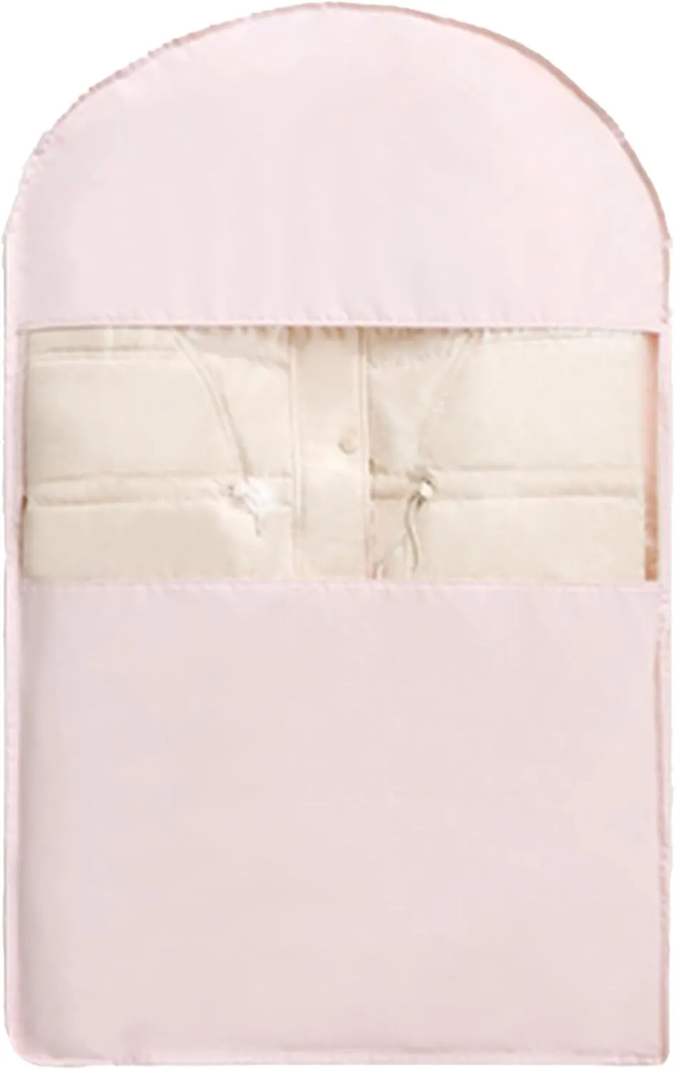 Garment Bags for Hanging Down Jacket, Peach Skin Velvet, Clothes Cover with Clear PVC WindowSealed CompletelyReuse(Pink,58x15x110cm/23x6x43in)