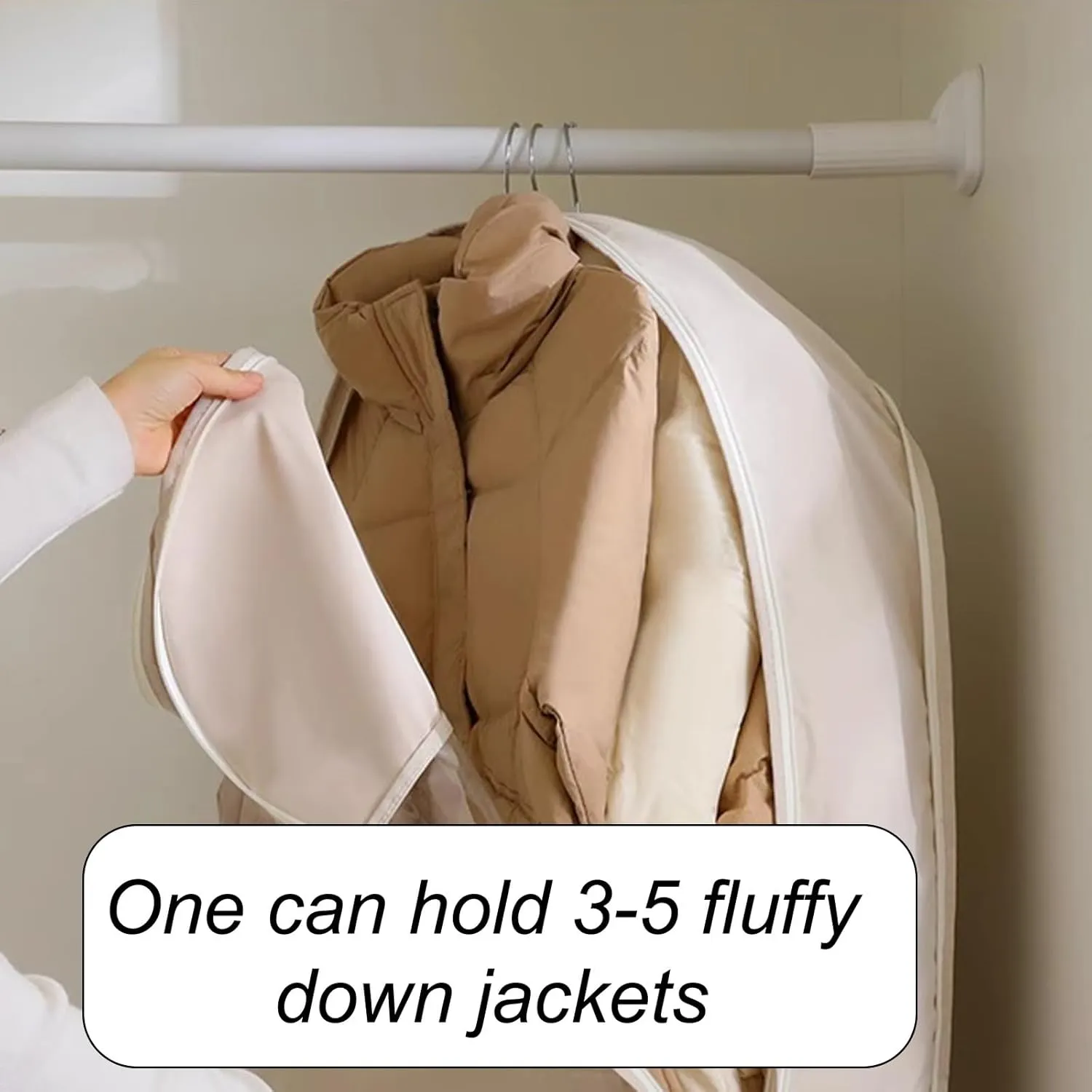 Garment Bags for Hanging Down Jacket, Peach Skin Velvet, Clothes Cover with Clear PVC WindowSealed CompletelyReuse(Pink,58x15x110cm/23x6x43in)