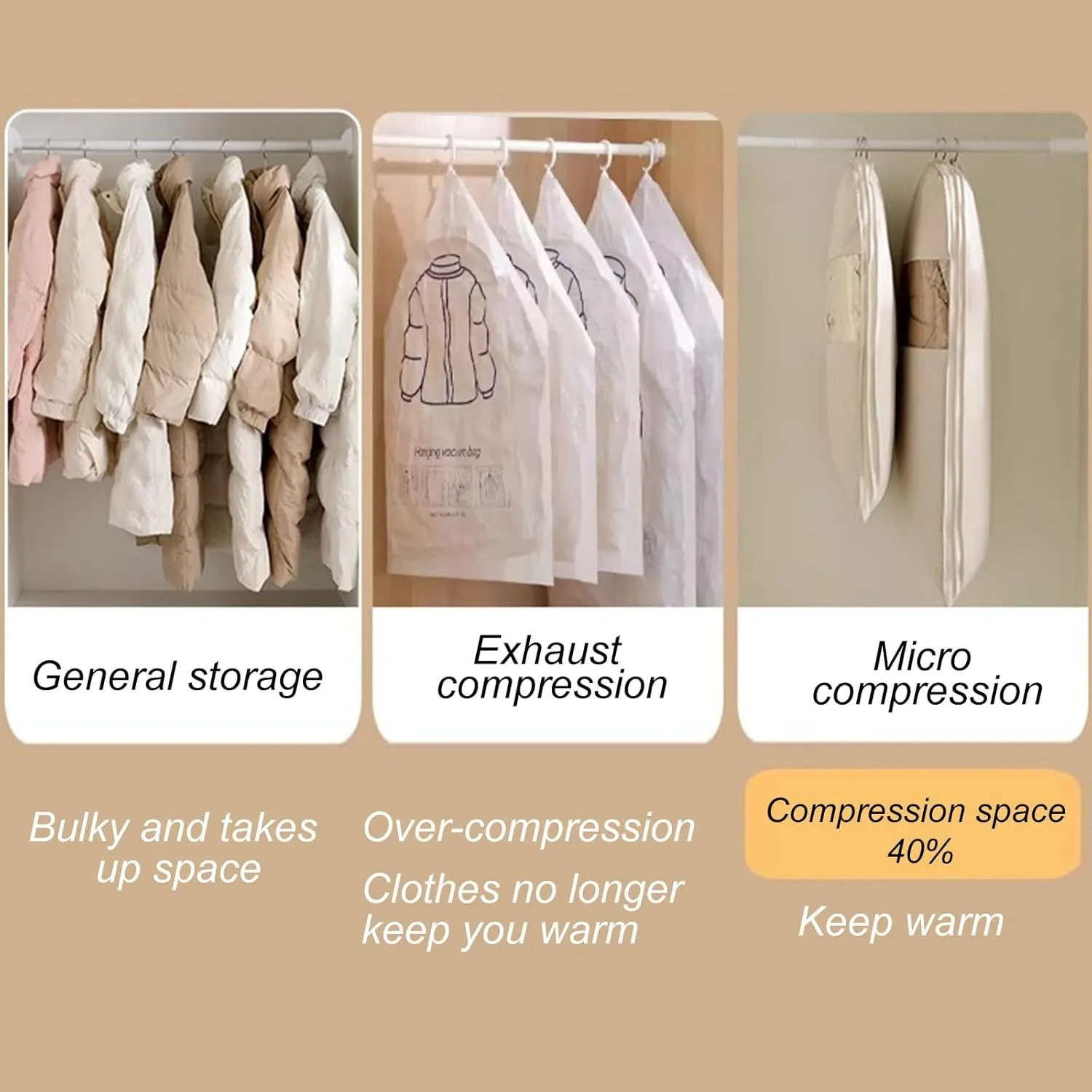 Garment Bags for Hanging Down Jacket, Peach Skin Velvet, Clothes Cover with Clear PVC WindowSealed CompletelyReuse(Pink,58x15x110cm/23x6x43in)