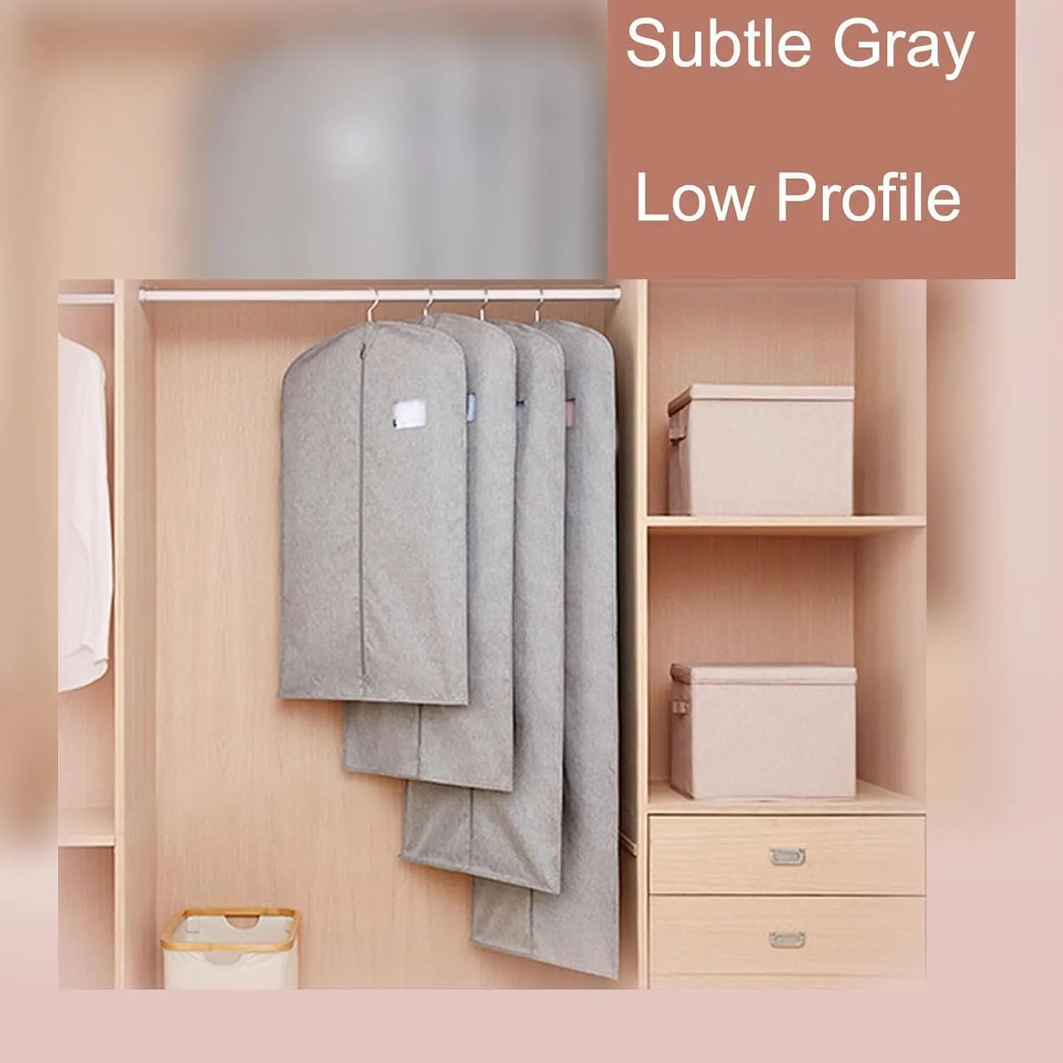 Garment Bags Waterproof Dust-Proof Clothes Cover for Hanging with Zipper for Coats, Jackets, Shirts, Down Jackets(Gray,90x58cm/35x23in)
