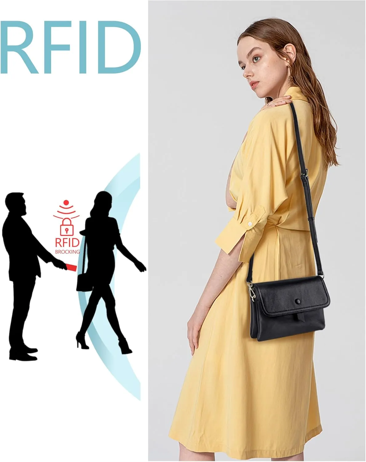 Genuine Leather Crossbody Bags for Women RFID Block Small Soft Real Handbags Purse Anti Theft for Phone Travel