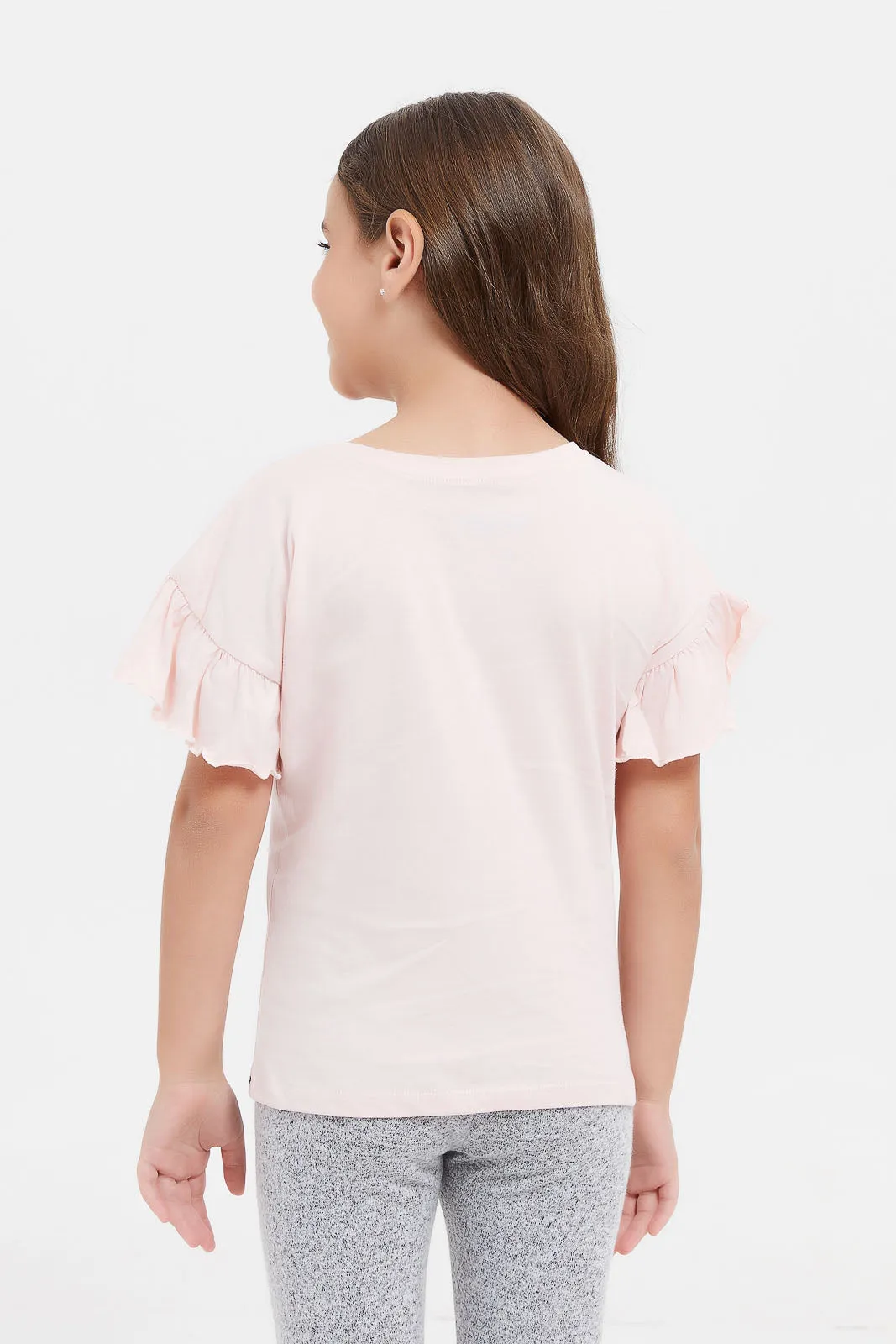 Girls Pink Daisy Print T-Shirt