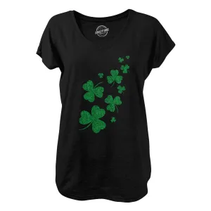 Glitter Shamrocks Womens V-Neck