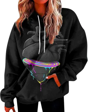 GOFULY Womens Gradient Color Fall Pullover Hoodie - Lightweight Sweatshirt With Drawstring