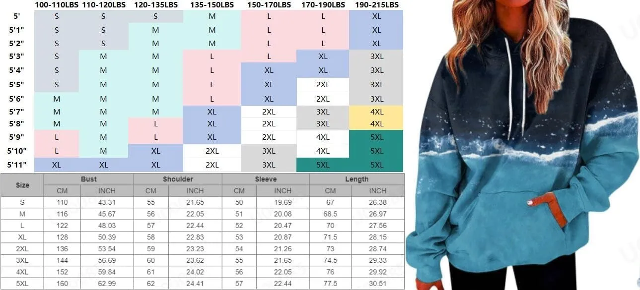 GOFULY Womens Gradient Color Fall Pullover Hoodie - Lightweight Sweatshirt With Drawstring