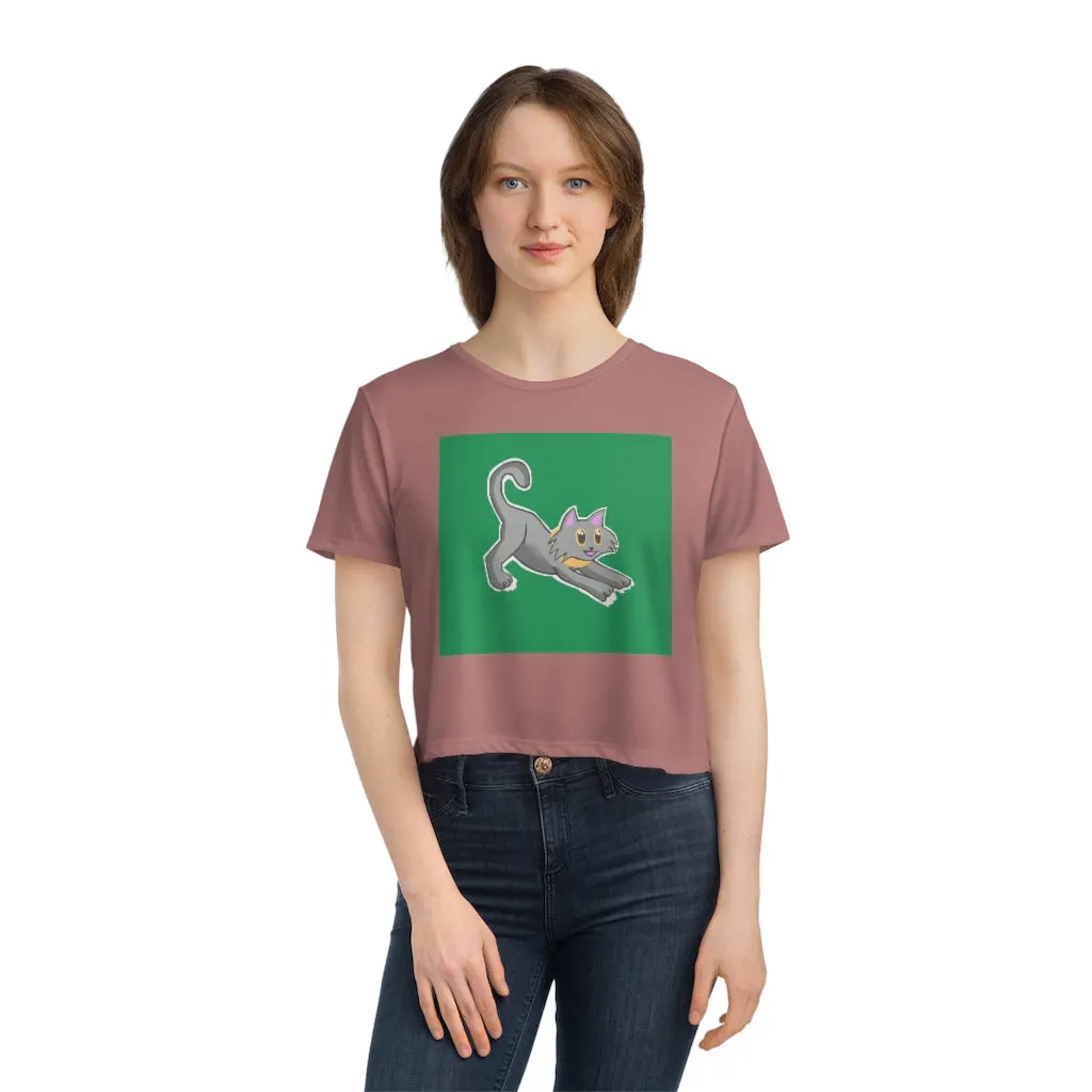 Grey Kitty Women's Flowy Cropped Tee