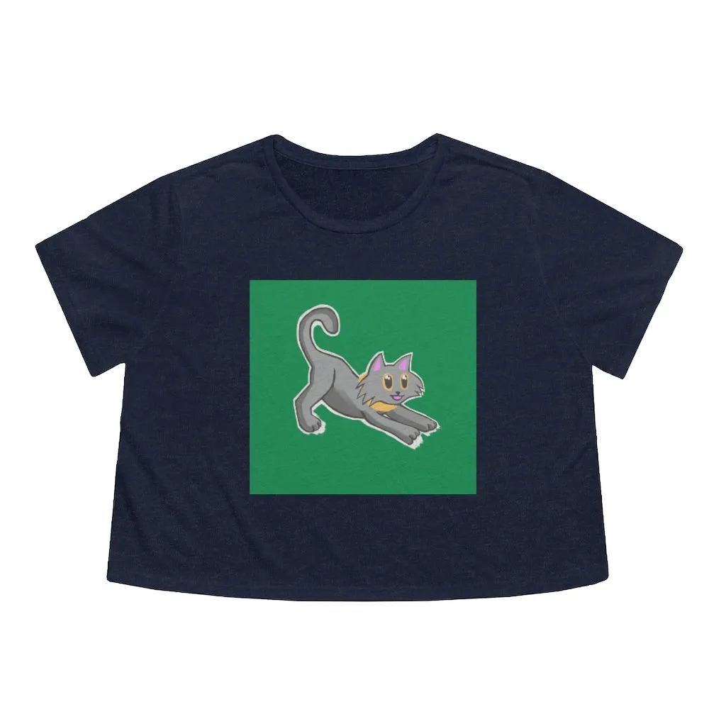 Grey Kitty Women's Flowy Cropped Tee