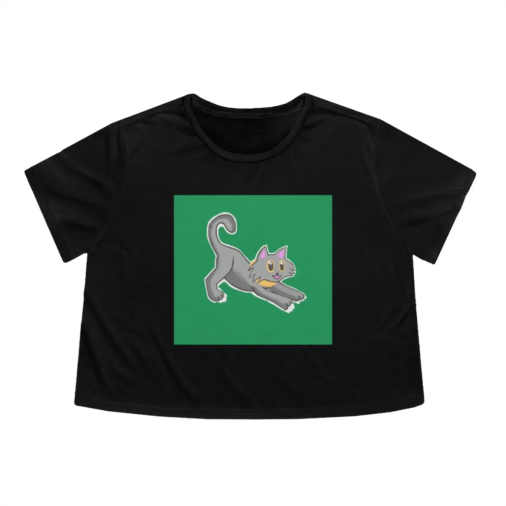Grey Kitty Women's Flowy Cropped Tee
