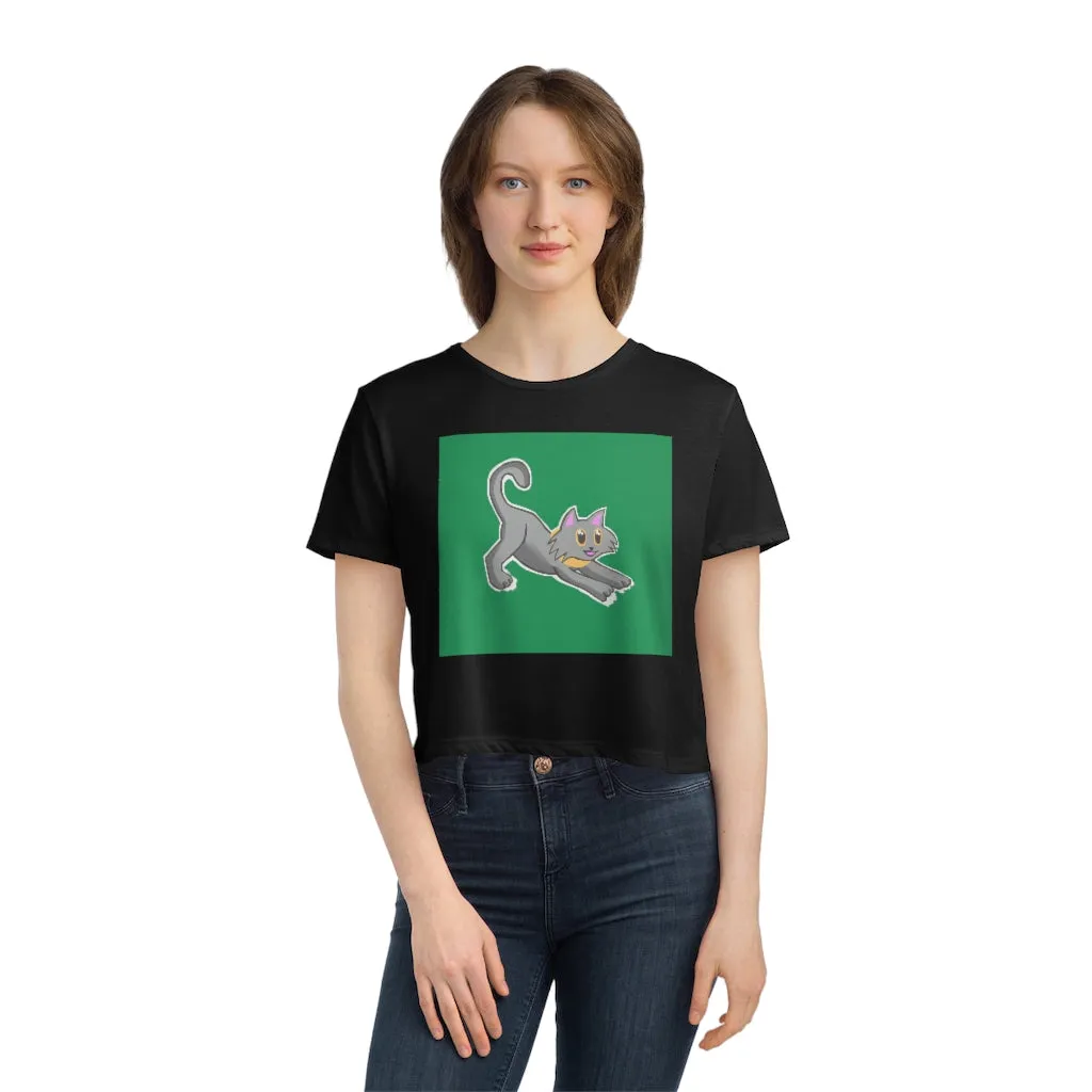 Grey Kitty Women's Flowy Cropped Tee