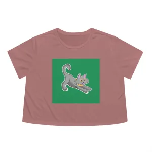 Grey Kitty Women's Flowy Cropped Tee