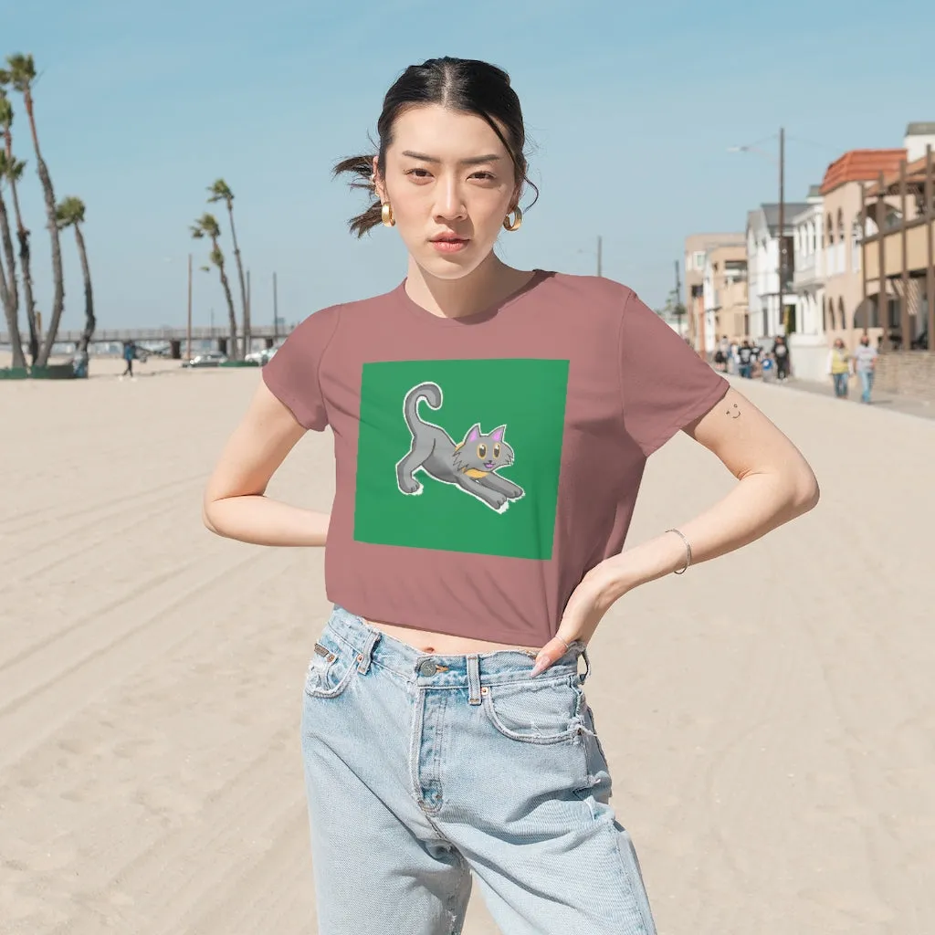 Grey Kitty Women's Flowy Cropped Tee
