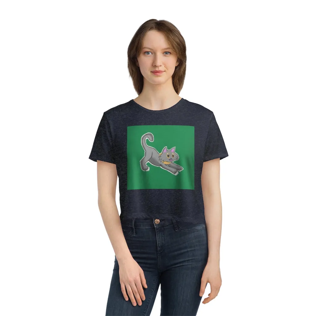 Grey Kitty Women's Flowy Cropped Tee