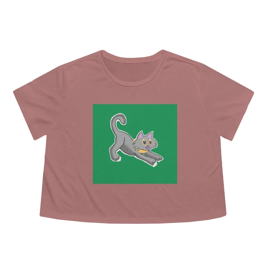 Grey Kitty Women's Flowy Cropped Tee