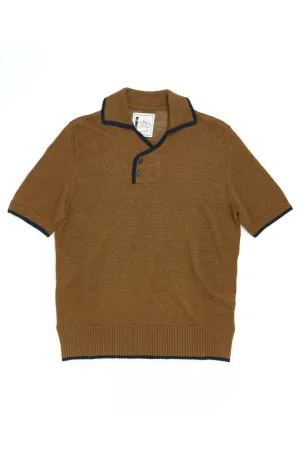 GRP x Max Rohr Side Buttons Polo Linen Knit Tobacco