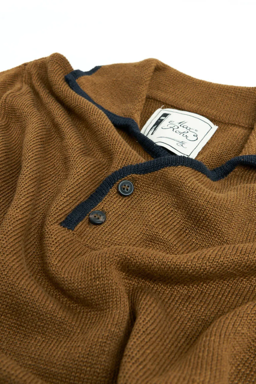 GRP x Max Rohr Side Buttons Polo Linen Knit Tobacco