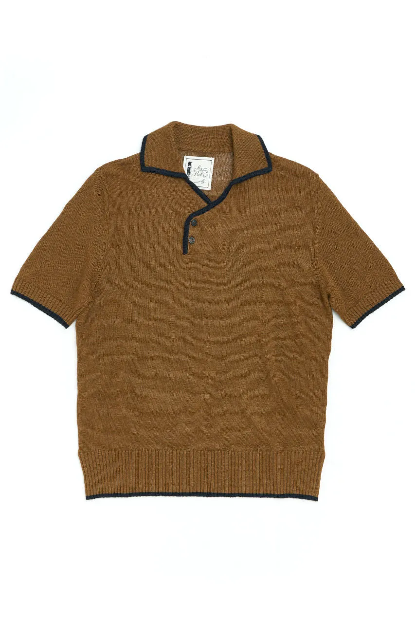 GRP x Max Rohr Side Buttons Polo Linen Knit Tobacco