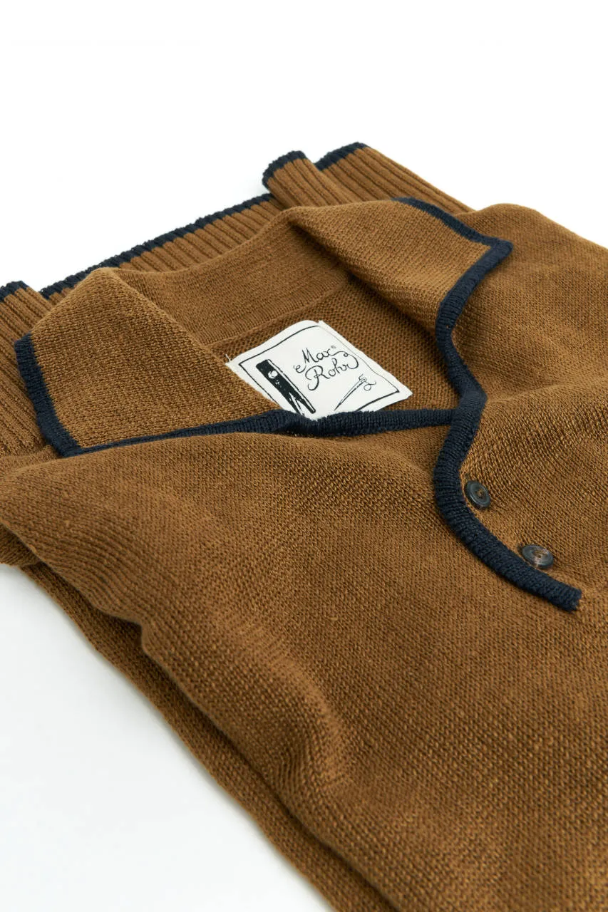 GRP x Max Rohr Side Buttons Polo Linen Knit Tobacco