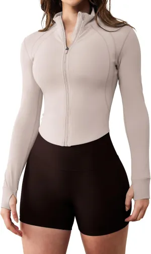 GYM RAINBOW Womens Zip Up Athletic Jacket Lightweight Contour Fit Gym Fitness Workout Jackets with Thumb Holes