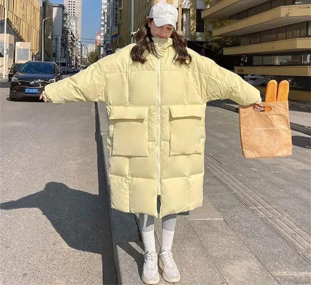 Haitpant Autumn Winter Women's Medium Long Down Jacket Korean Loose Cotton Padded Coats Thickened Warm Parkas