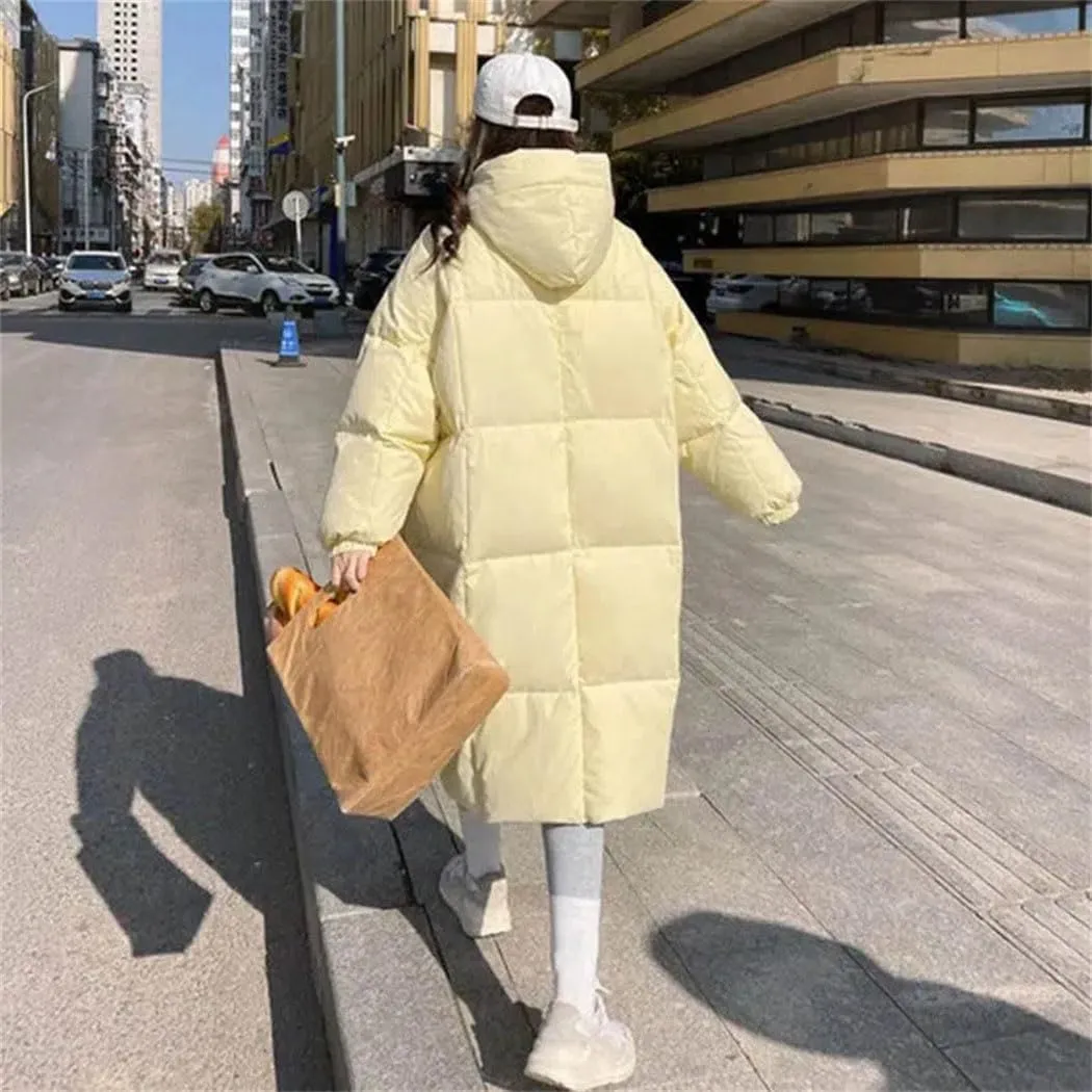 Haitpant Autumn Winter Women's Medium Long Down Jacket Korean Loose Cotton Padded Coats Thickened Warm Parkas