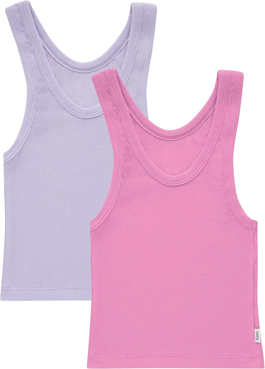 Hanes Women's Originals Rib Tank 2-Pack, Comfywear Stretch Cotton Cropped Top