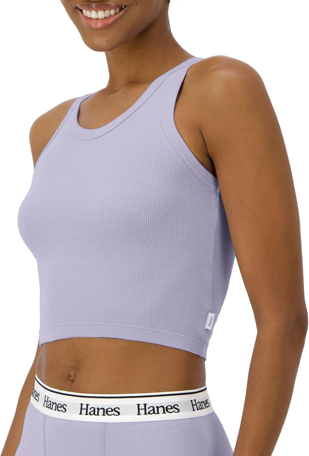Hanes Women's Originals Rib Tank 2-Pack, Comfywear Stretch Cotton Cropped Top