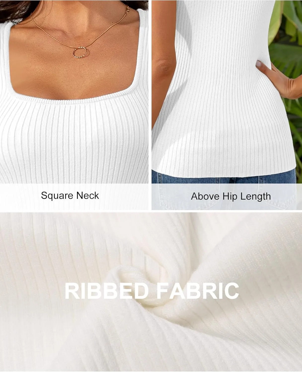HDLTE Women's 2025 Ribbed Tank Tops Knit Square Neck Sleeveless Shirts Summer Casual Basic Tanks