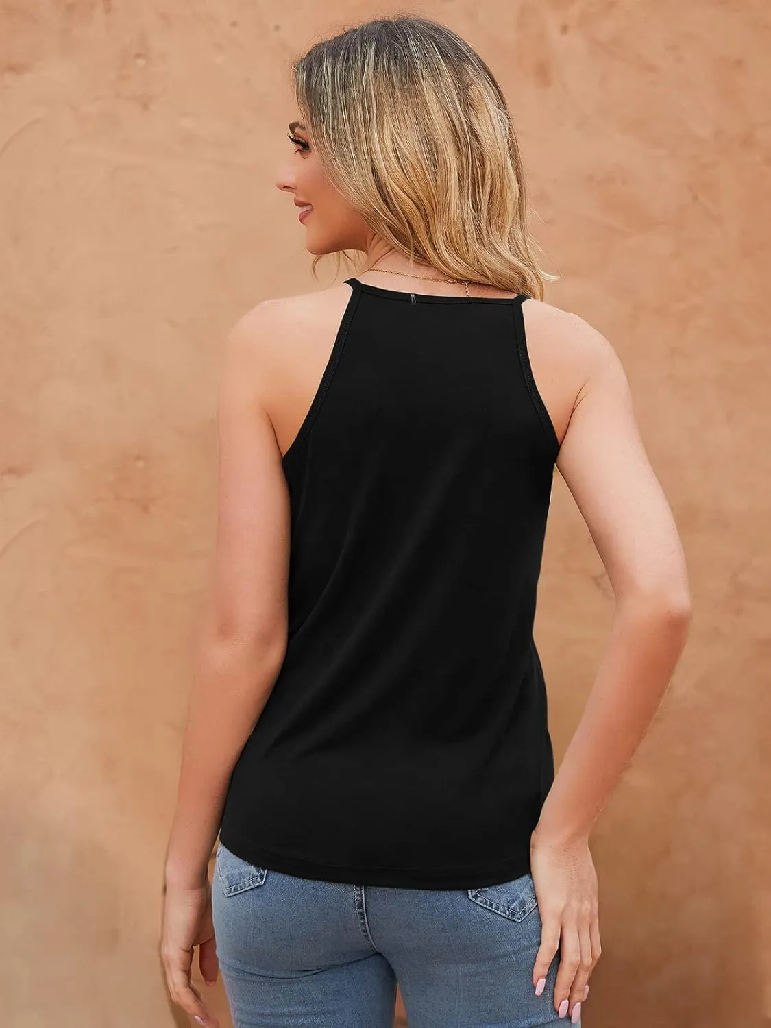 High Neck Tank Top for Women Camisole Trendy Sleeveless Shirts Loose Fit Cami Tanks 3 Pack