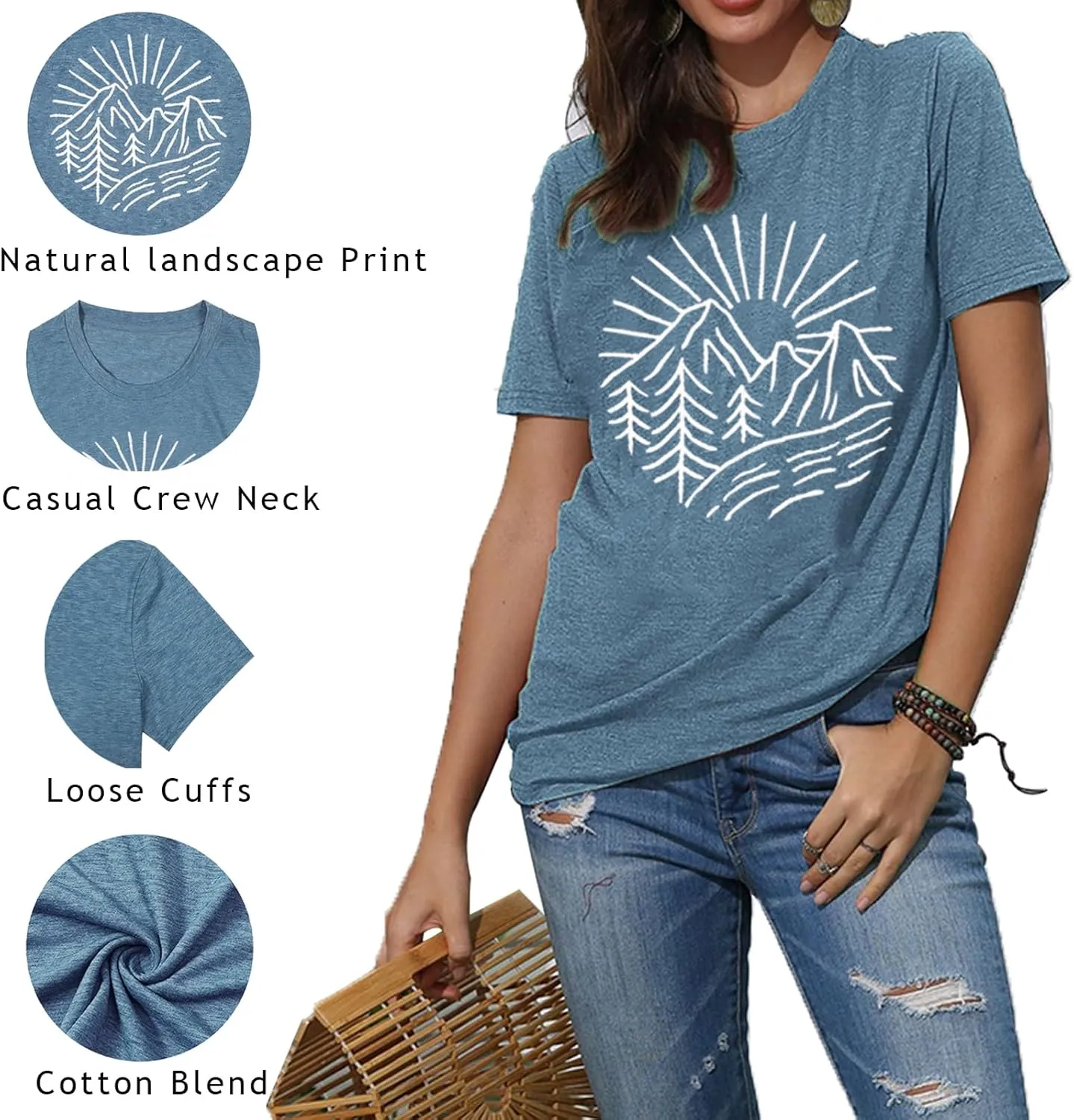 Hiking Mountain Tank Tops for Women Funny Pine Tree Sunrise Graphic Workout Tanks Summer Sleeveless Loose Fit Shirts Tops