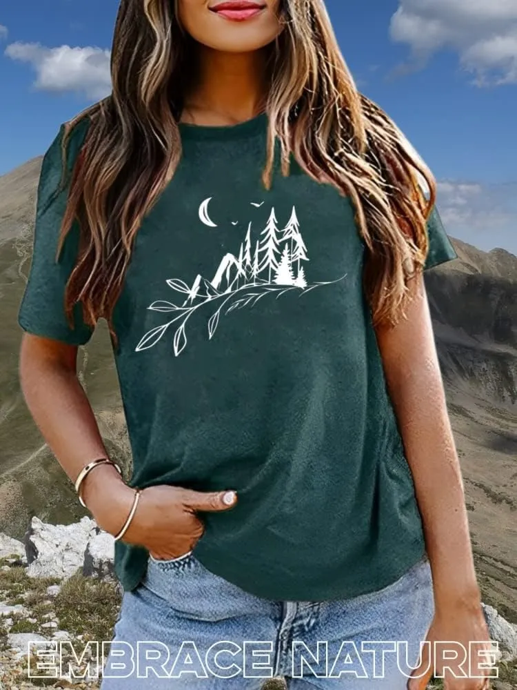 Hiking Mountain Tank Tops for Women Funny Pine Tree Sunrise Graphic Workout Tanks Summer Sleeveless Loose Fit Shirts Tops