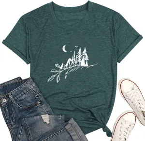 Hiking Mountain Tank Tops for Women Funny Pine Tree Sunrise Graphic Workout Tanks Summer Sleeveless Loose Fit Shirts Tops