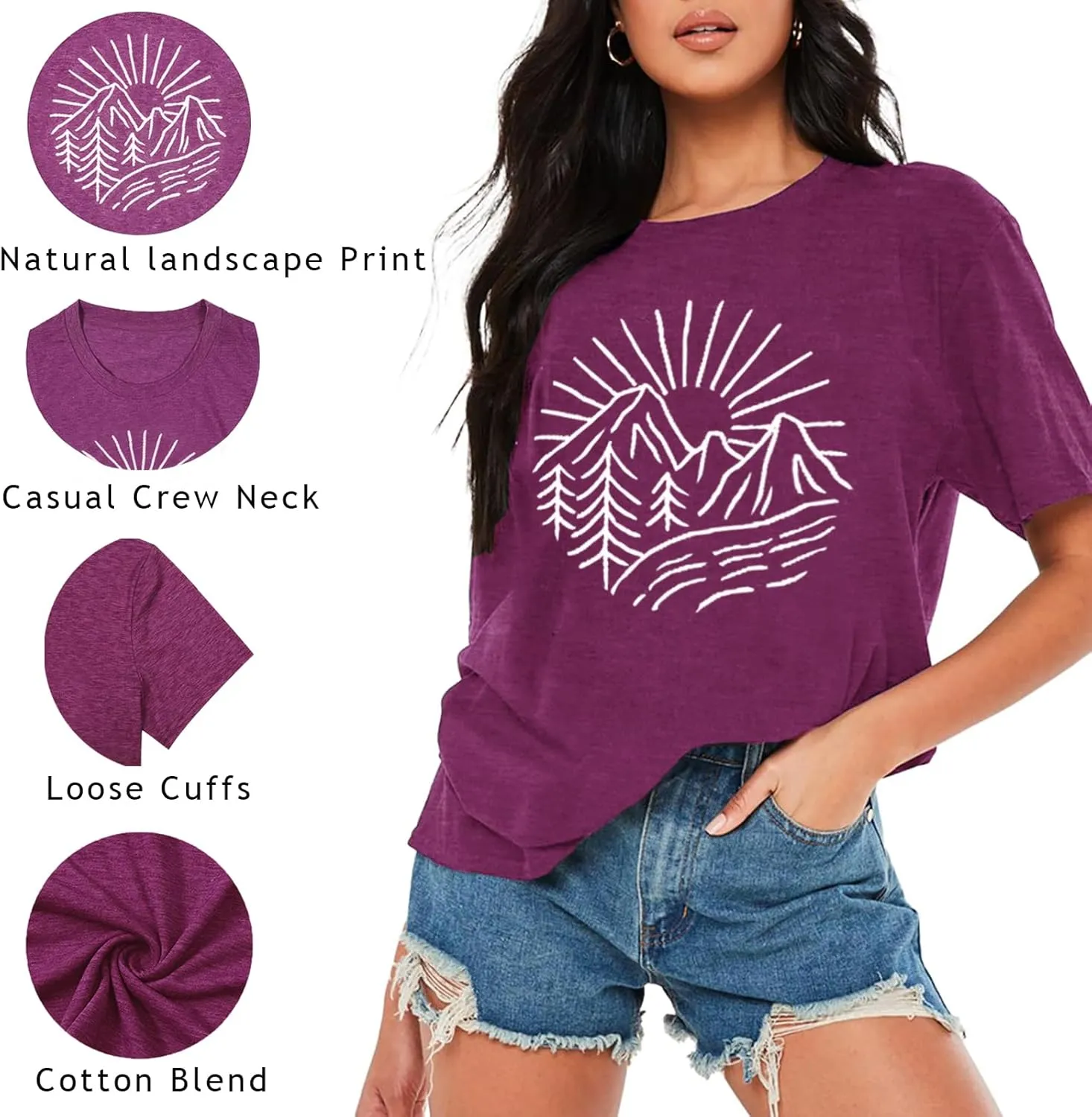 Hiking Mountain Tank Tops for Women Funny Pine Tree Sunrise Graphic Workout Tanks Summer Sleeveless Loose Fit Shirts Tops