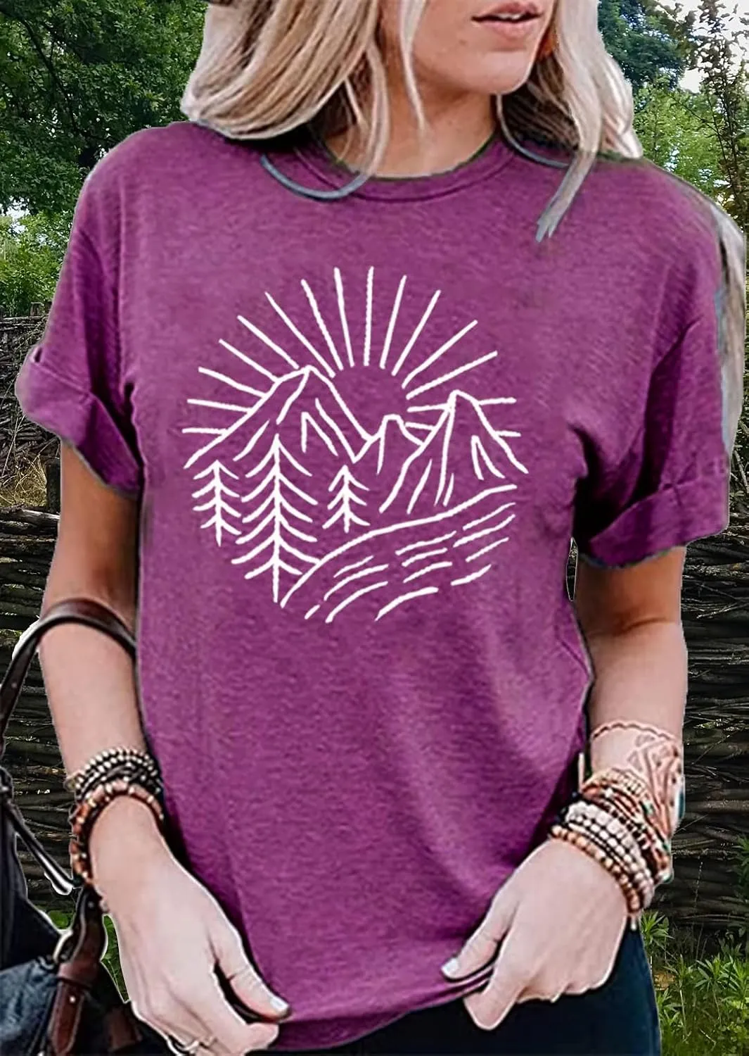 Hiking Mountain Tank Tops for Women Funny Pine Tree Sunrise Graphic Workout Tanks Summer Sleeveless Loose Fit Shirts Tops