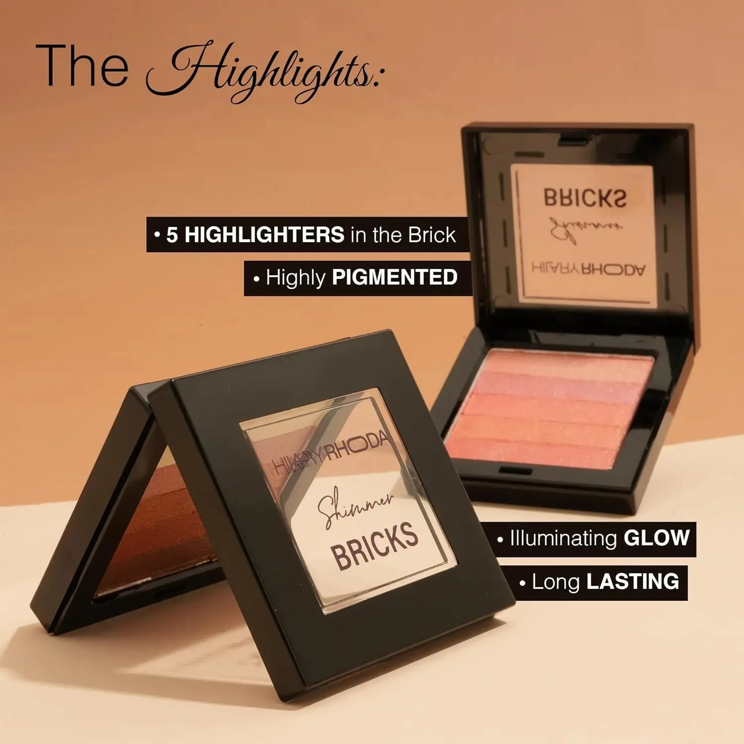 Hilary Rhoda Shimmer Bricks Highlighter Palette - Bronzers, Highlighters & Blushes, Highly Pigmented, Long-Lasting Glow (Shade 01, 8.1g)