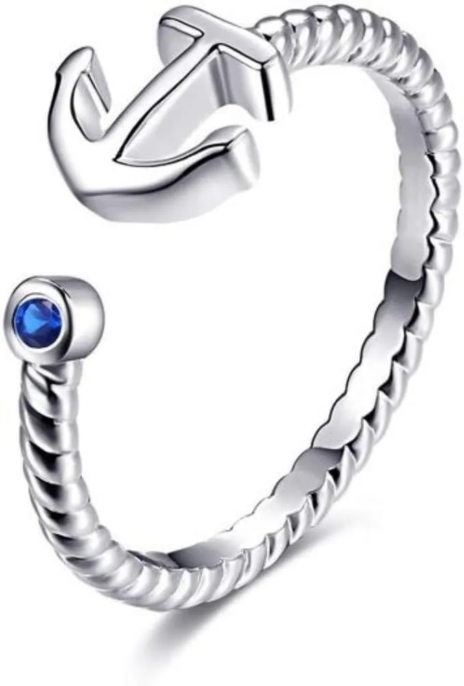 Hollywood Sensation Anchor Ring for Women-Sterling Silver Rings-Anchor Rings for Women