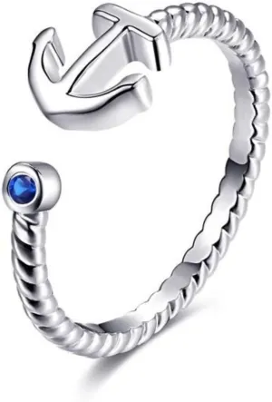 Hollywood Sensation Anchor Ring for Women-Sterling Silver Rings-Anchor Rings for Women