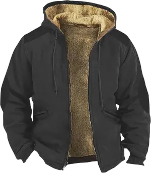 Hoodies for Men Zip Up Sweashirts Flannel Shirt Plaid Zip Up Sherpa Hooded Sweatshirt Warm Winter Coat